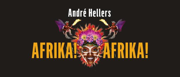 Werbung für „Afrika! Afrika!“ von André Heller mit einer Frau mit Blumenkrone.
