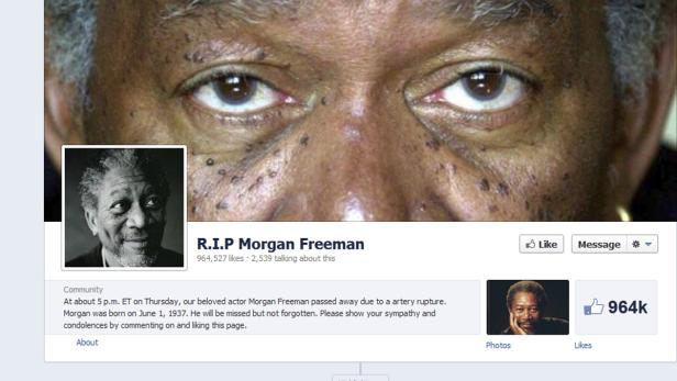Ein Facebook-Beitrag zum Tod von Morgan Freeman.