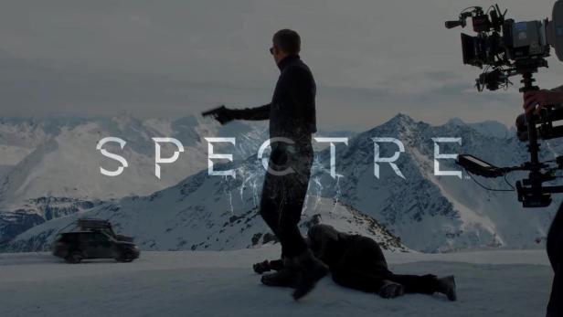 Dreharbeiten zu „Spectre“ in den Alpen mit Daniel Craig als James Bond.