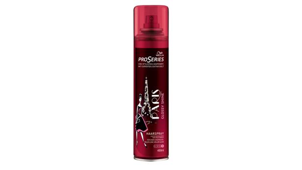 Eine Dose „Wella ProSeries“ Haarspray „Paris Glossy Shine“.