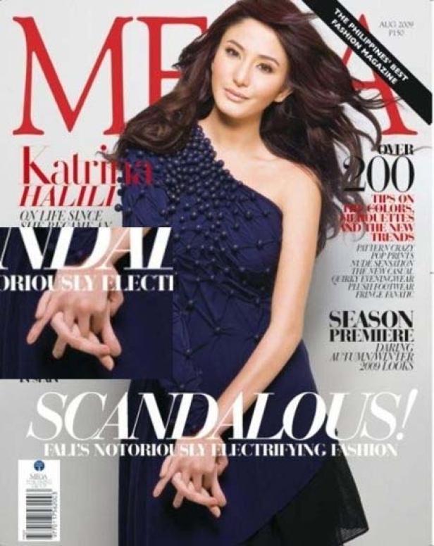 Das Cover des ME Magazine mit Katrina Halili in einem schulterfreien Kleid.