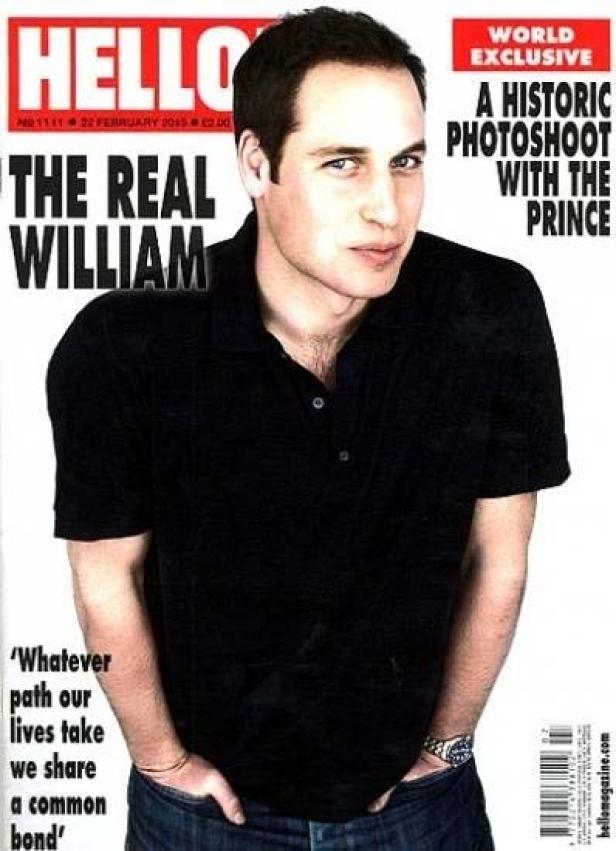 Das Cover des Hello-Magazins zeigt Prinz William in einem schwarzen Poloshirt.