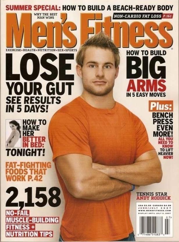 Das Cover des „Men's Fitness“-Magazins mit Tennisstar Andy Roddick.
