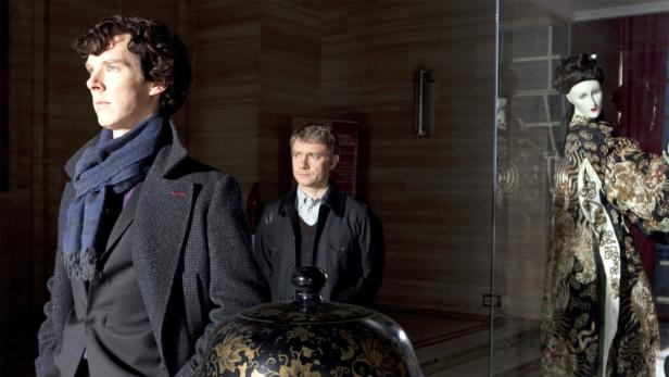 Benedict Cumberbatch und Martin Freeman in einer Szene aus der Fernsehserie „Sherlock“.