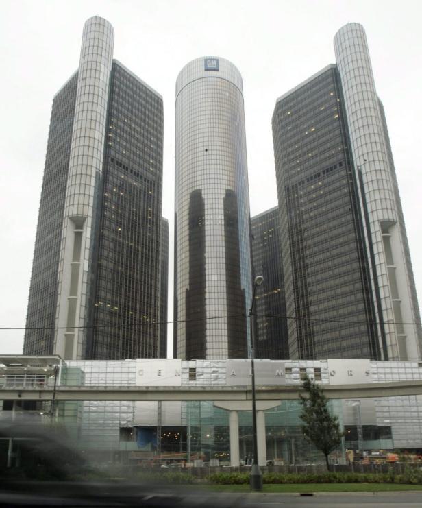 Die markanten Türme des Renaissance Centers in Detroit, Michigan.