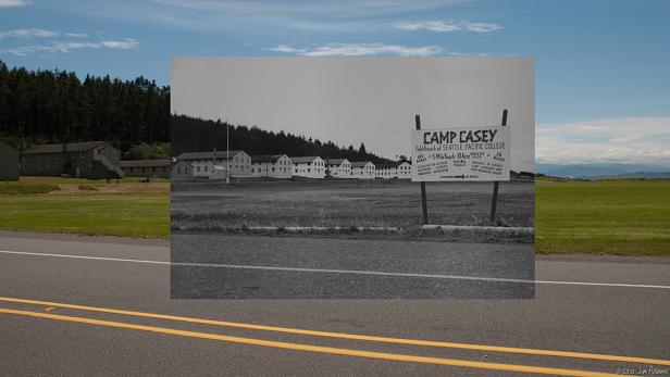 Ein Foto von Camp Casey, einer Zweigstelle des Seattle Pacific College, eingebettet in eine moderne Landschaft.