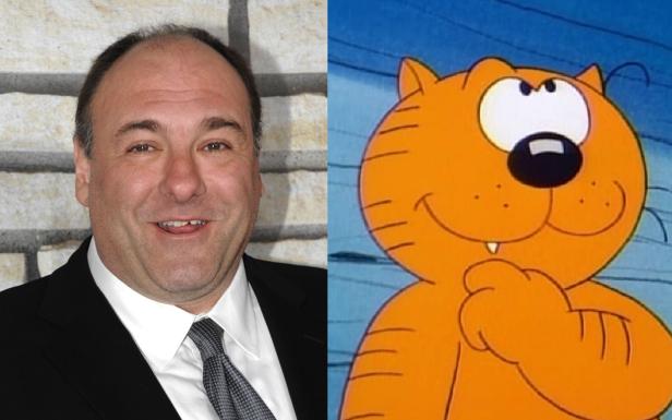 Ein zusammengesetztes Bild von James Gandolfini und Kater Karlo.
