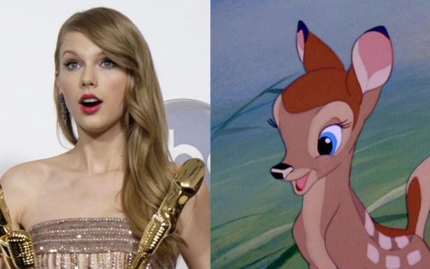 Ein Vergleich von Taylor Swift und dem Disney-Charakter Bambi.