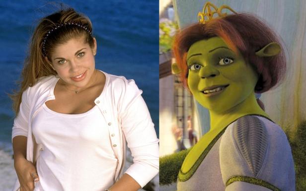 Ein Vergleich zwischen der Schauspielerin Danielle Fishel und Prinzessin Fiona aus dem Film „Shrek“.