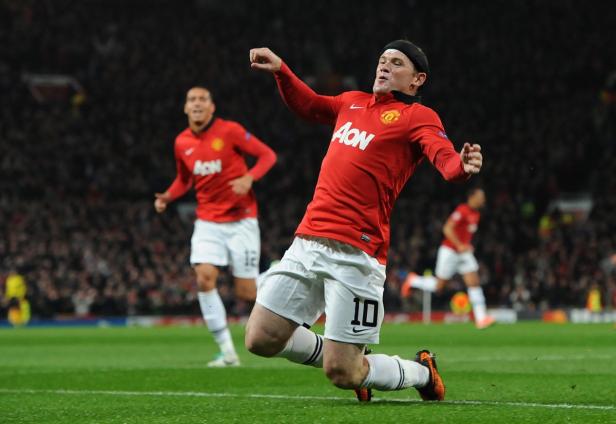 Wayne Rooney feiert ein Tor für Manchester United.