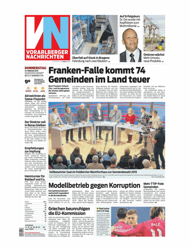 Eine Podiumsdiskussion im Montforthaus Feldkirch zur Gemeindewahl 2015.