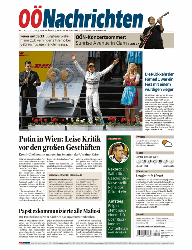 Nico Rosberg feiert seinen Sieg beim Formel-1-Rennen in Österreich 2014.