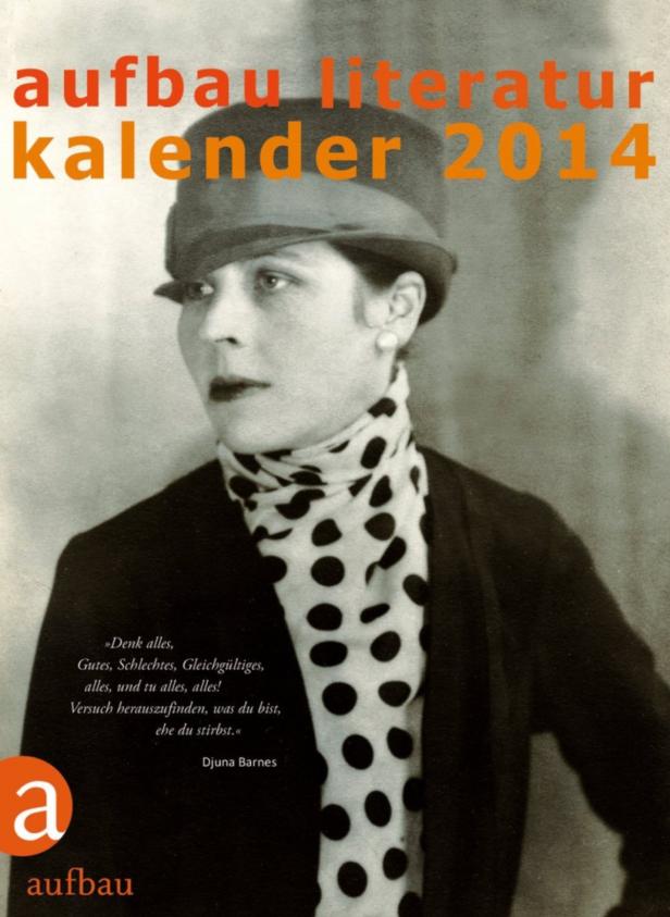 Das Cover des Aufbau Literatur Kalenders 2014 zeigt ein Porträt von Djuna Barnes.