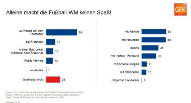 Eine Grafik zeigt, dass die meisten Menschen die Fußball-WM nicht alleine schauen.
