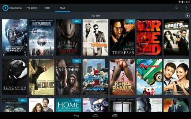 Eine Auswahl von Filmpostern auf einer Streaming-Plattform wie Maxdome.