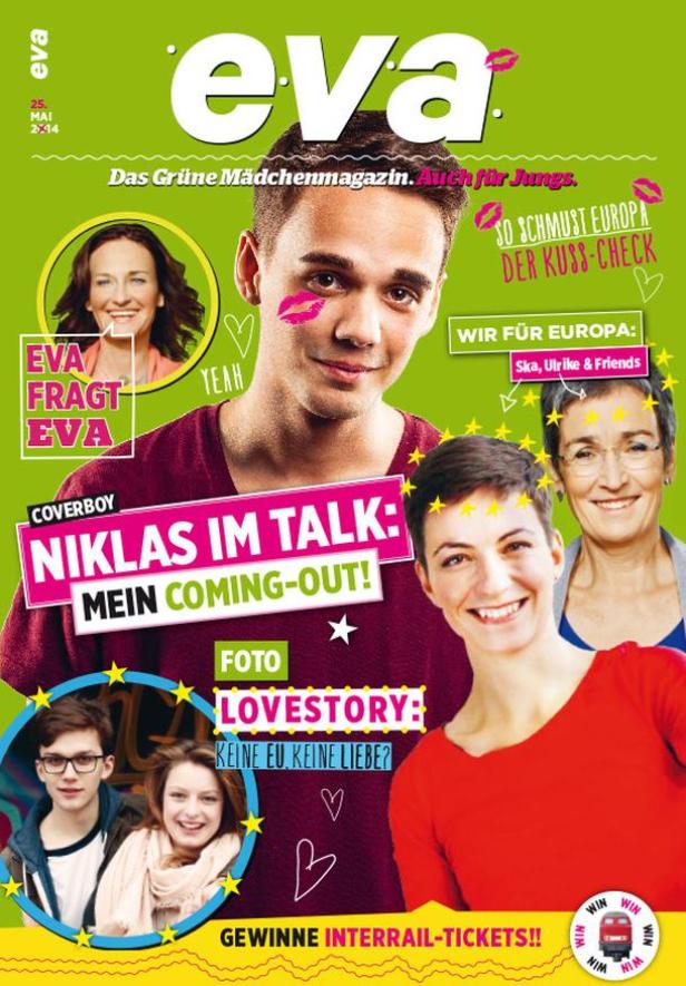 Das Cover der Zeitschrift „Eva“ zeigt Niklas im Talk über sein Coming-out.