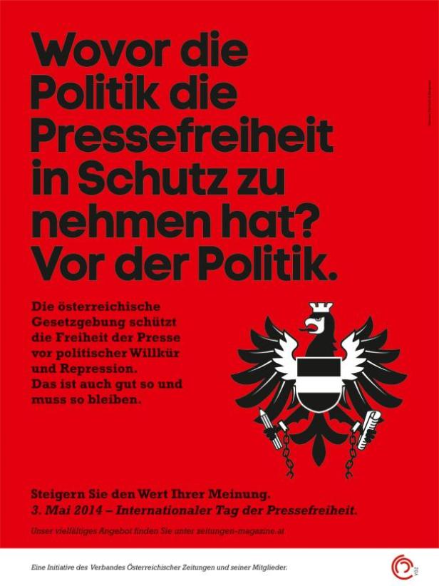 Plakat zum Tag der Pressefreiheit am 3. Mai 2014 mit dem österreichischen Bundesadler.