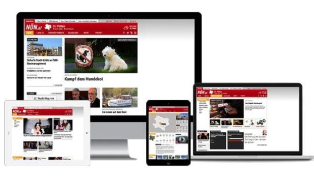 Verschiedene Geräte zeigen die Webseite NÖN.at.