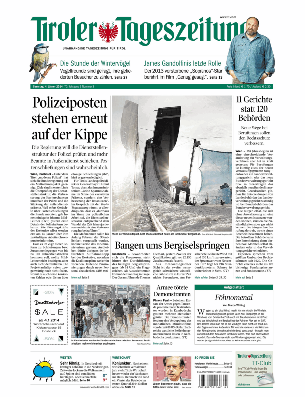 Titelseiten vom 04.01.2014