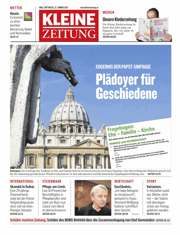 Der Petersdom im Vatikan, aufgenommen im Rahmen einer Umfrage zu Ehe und Familie.