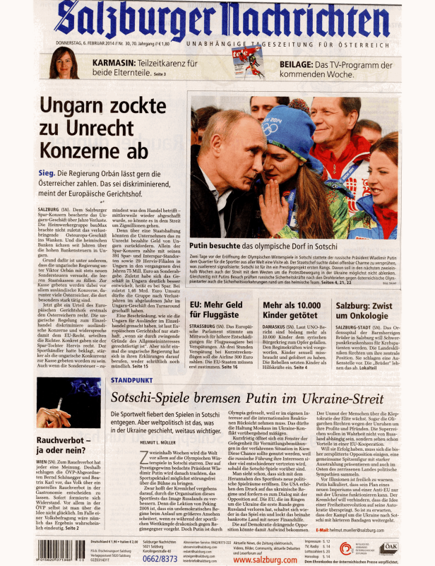 Wladimir Putin besucht das olympische Dorf in Sotschi während der Olympischen Winterspiele 2014.