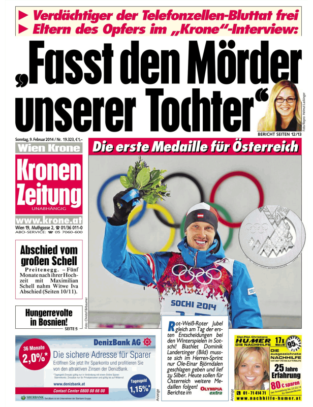 Dominik Landertinger bei den Olympischen Winterspielen 2014 in Sotschi mit einer Silbermedaille.