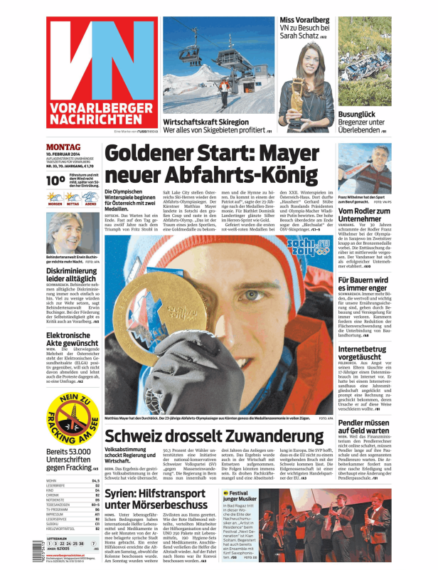 Matthias Mayer mit seiner Goldmedaille bei den Olympischen Winterspielen in Sotschi 2014.