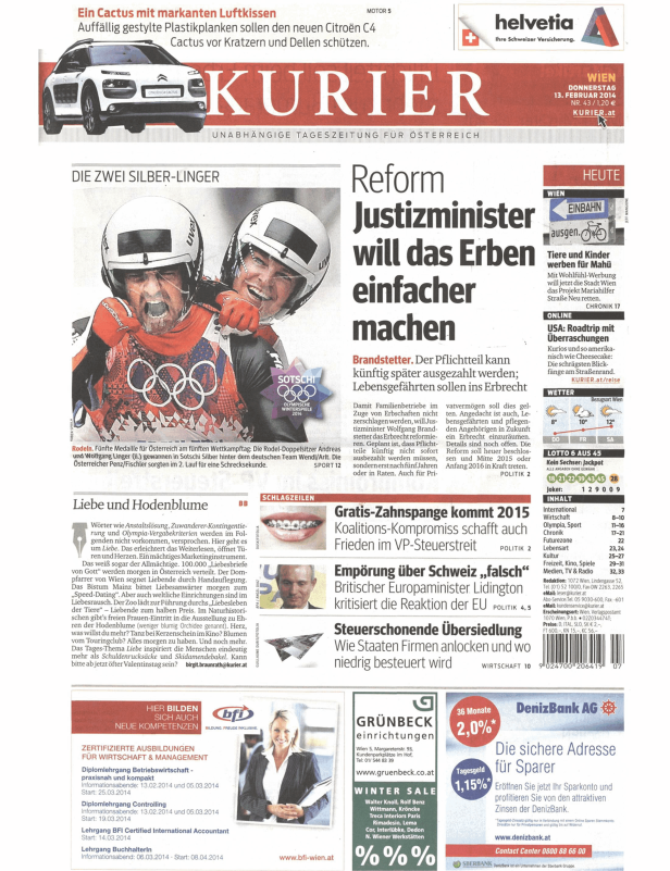 Die Rodel-Doppelsitzer Andreas und Wolfgang Linger bei den Olympischen Winterspielen 2014 in Sotschi.