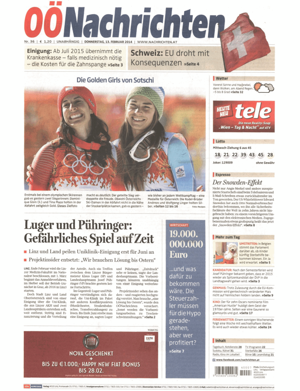 Dominique Gisin und Tina Maze bei den Olympischen Winterspielen in Sotschi 2014.