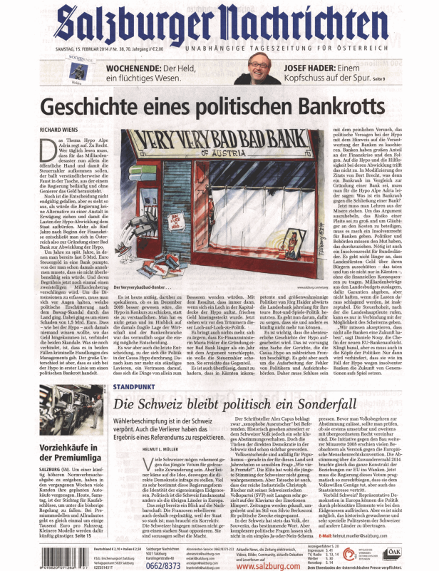 Karikatur einer „Very Very Bad Bad Bank“ in Österreich.