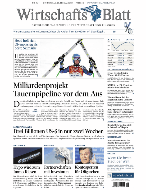 Der US-amerikanische Skirennläufer Ted Ligety feiert seinen Olympiasieg in Sotschi 2014 mit Skiern der Marke Head.