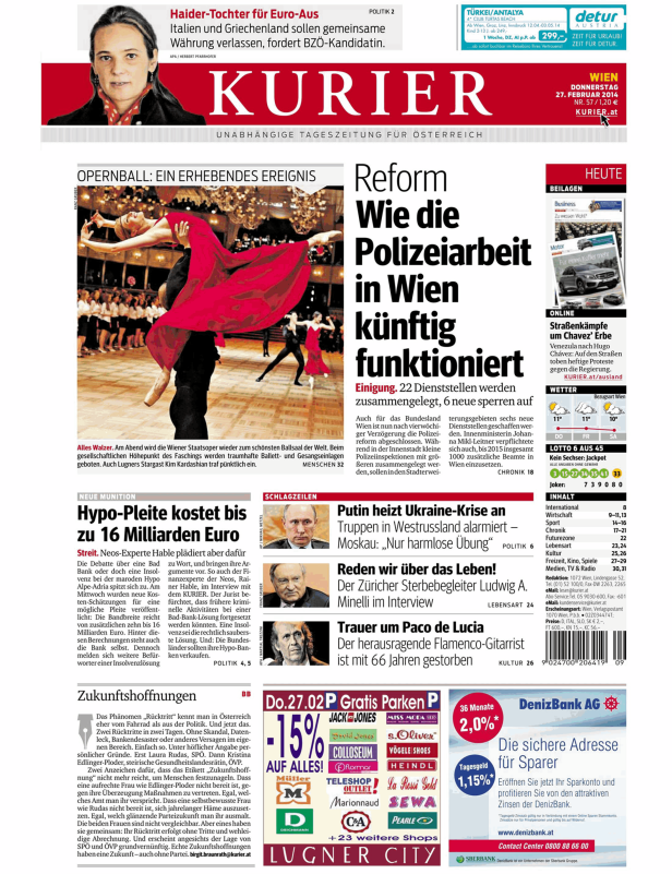 Titelseiten vom 27.02.2014