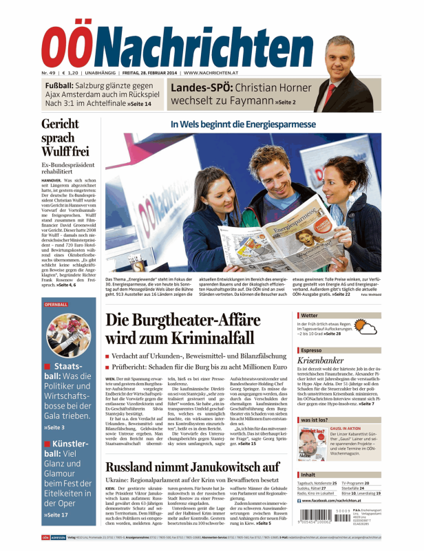 Titelseiten vom 28.02.2014