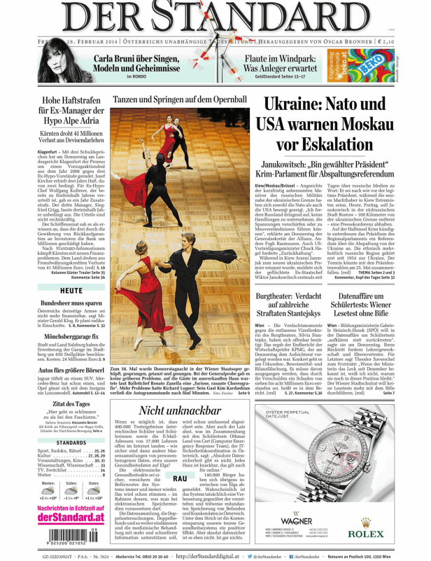 Titelseiten vom 28.02.2014