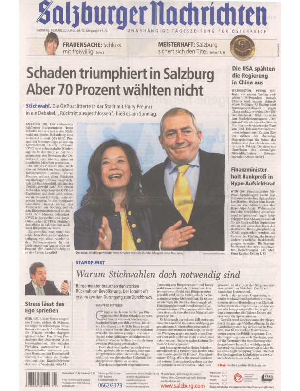 Der neue, alte Bürgermeister Heinz Schaden freut sich mit seiner Frau Jenny über seinen Wahlerfolg.