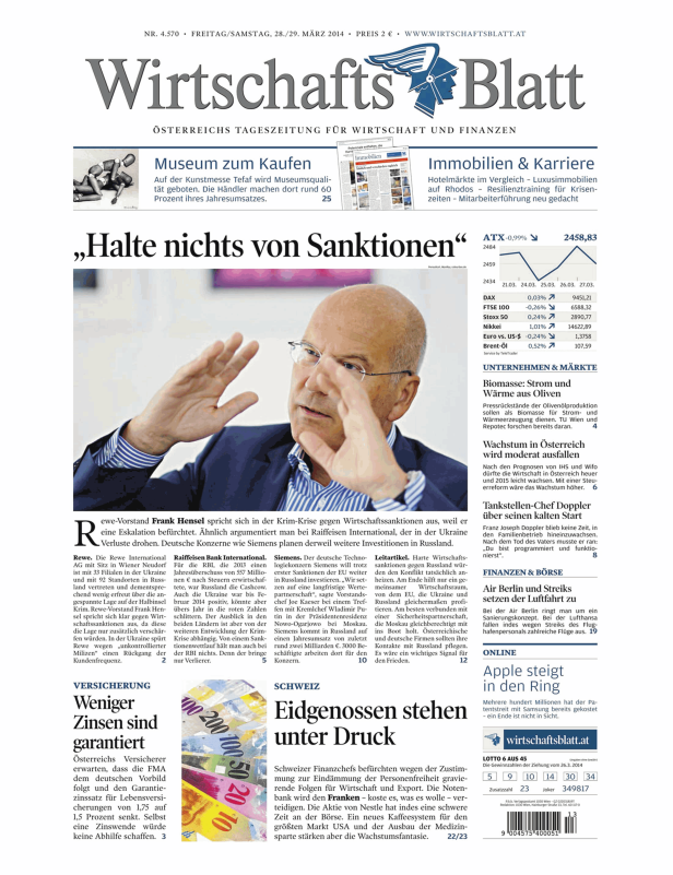 Titelseiten vom 28.03.2014