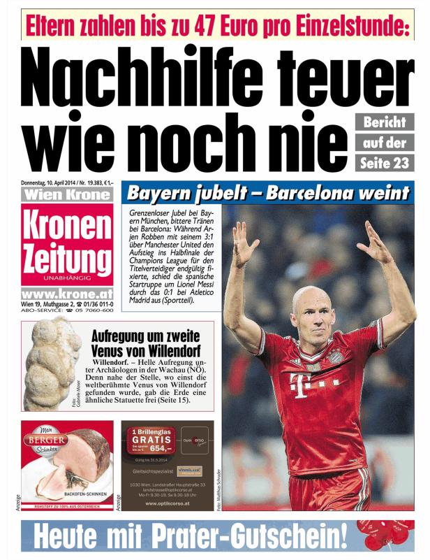Arjen Robben jubelt im Trikot des FC Bayern München.
