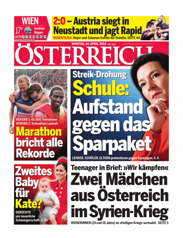 Titelseiten vom 14.04.2014