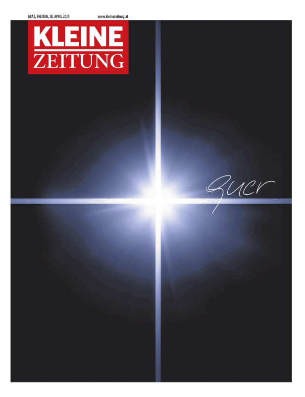Titelseite der „Kleinen Zeitung“ vom 18. April 2014 mit dem Wort „Quer“.