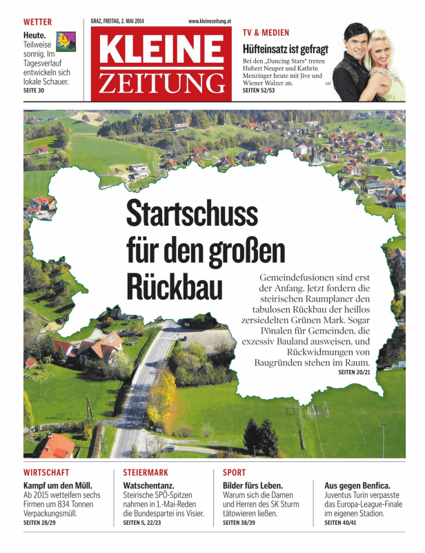 Eine Luftaufnahme einer ländlichen Gegend in der Steiermark, Österreich.