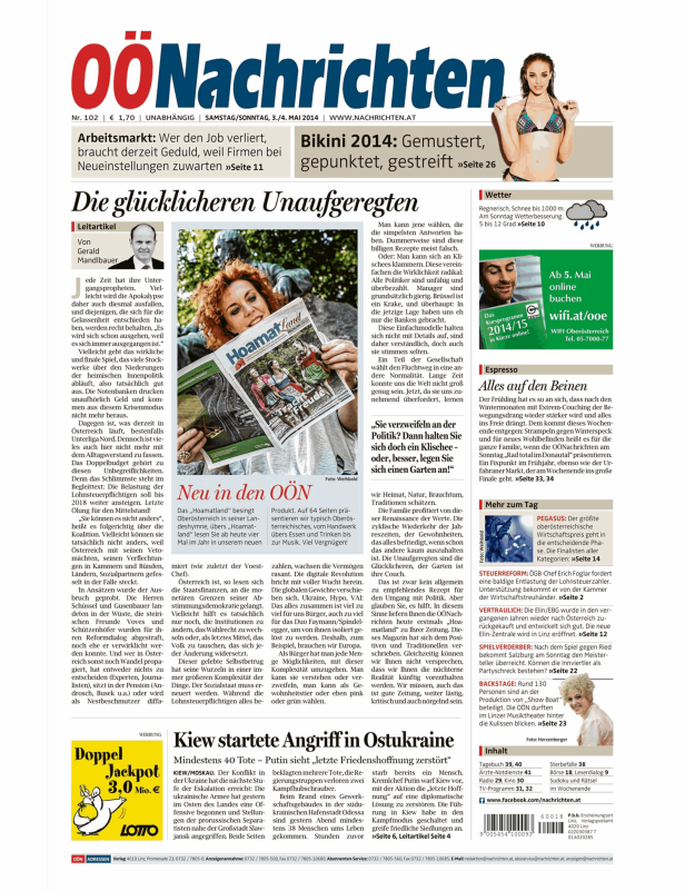 Eine Frau im Bikini, abgebildet in der Zeitung „OÖ Nachrichten“.