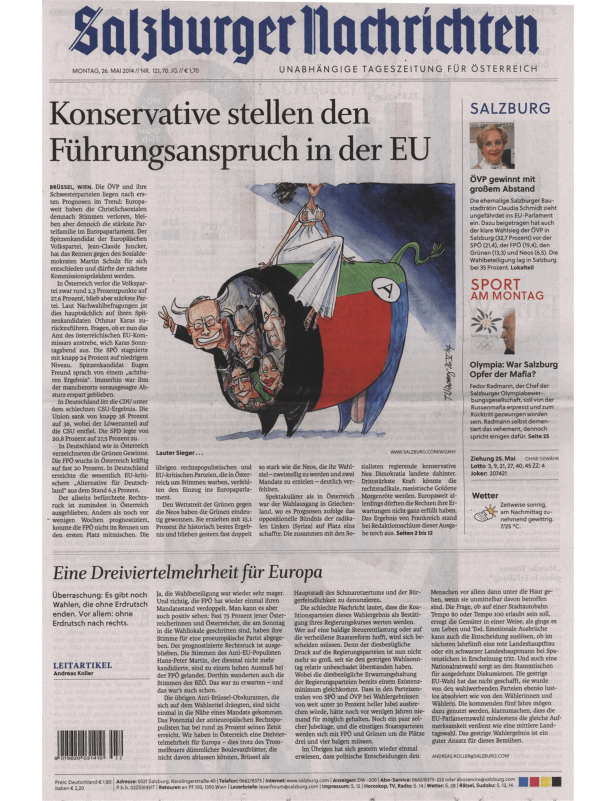 Karikatur in den Salzburger Nachrichten zur EU-Wahl 2014.