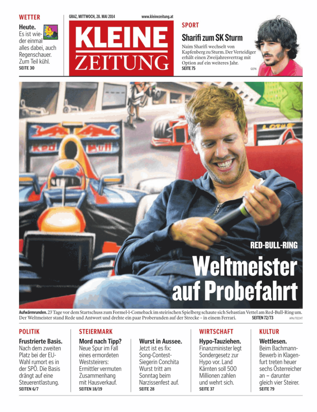 Sebastian Vettel am Red-Bull-Ring bei einer Probefahrt.