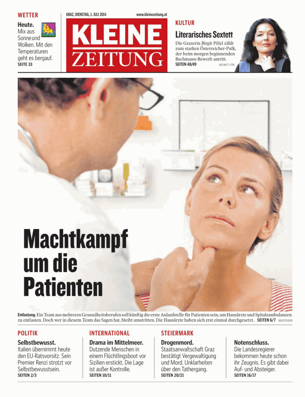 Ein Arzt untersucht den Hals einer Patientin.