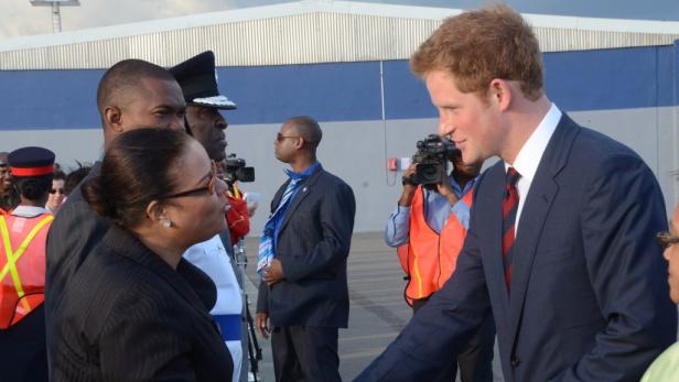 Prinz Harry bei einem Treffen mit Würdenträgern.