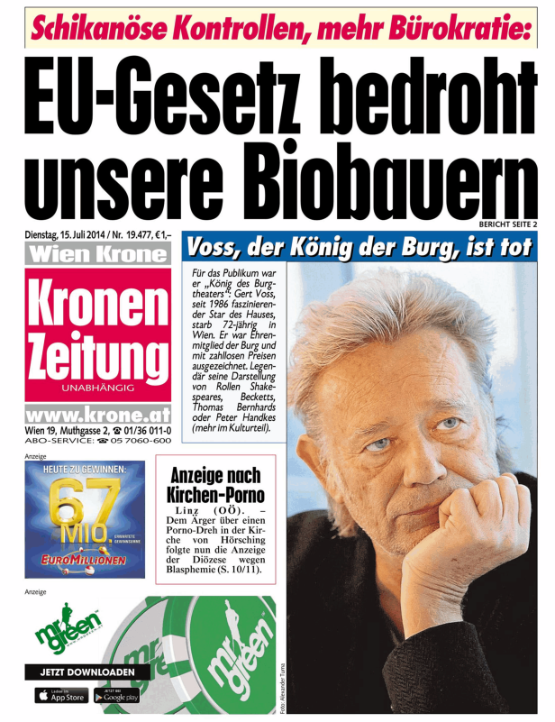 Titelseiten vom 15.07.2014