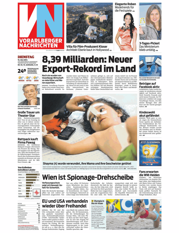 Titelseiten vom 15.07.2014