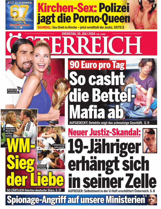 Titelseiten vom 15.07.2014