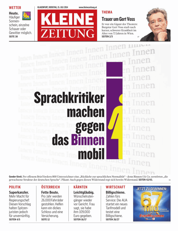 Titelseiten vom 15.07.2014