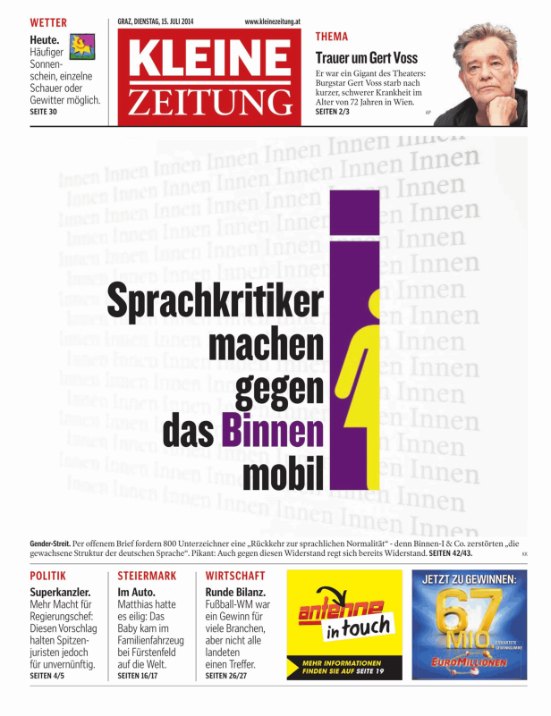 Titelseiten vom 15.07.2014